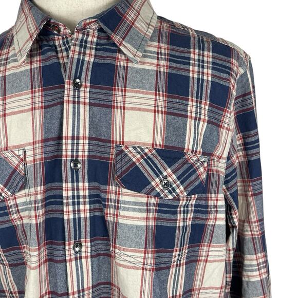 Flag & Anthem Plaid Button Up Shirt Mens Size Extra Large Collared Relaxed Comfy - Picture 4 of 9